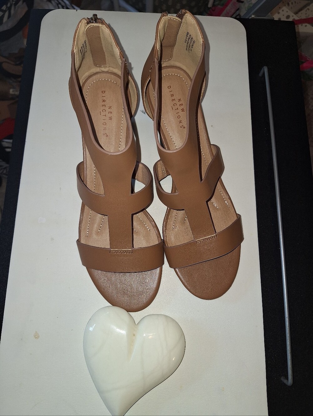 new directions Brown Strappy T-Front Sandals